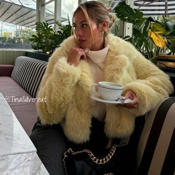 BLOGGER'S FAVE! Zara Faux Fur Coat NWT - Picture 3 of 13